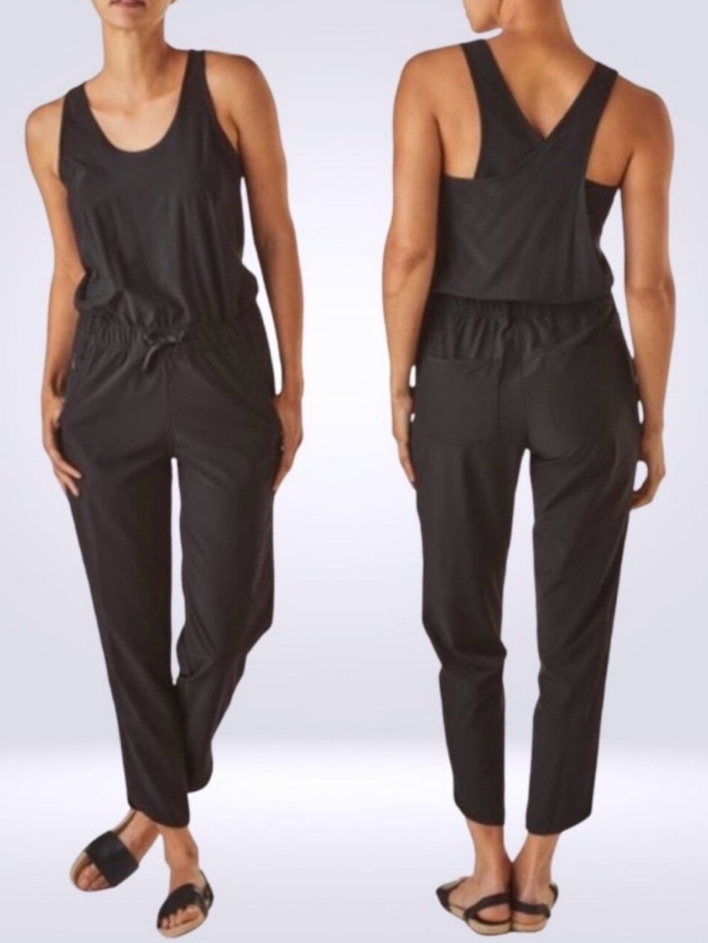 Patagonia Black Sleeveless Crossover-Back Jumpsuit, L